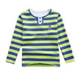 thumbnail image 1 of Chemises Garçons Manches Longues Tee avec Col Montant Design Deux Pièces Rayures Colorées Vêtements Bébé Garçon Vert 1-2, 1 of 3