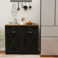 thumbnail image 4 of Gymax Tilt Out Trash Can Cabinet w/ Outlets 2 Drawers Adjustable Shelf Anti-Tipping Kit Black & Walnut, 4 of 10