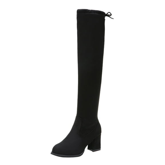 eileial Thigh High Boots for Women Fashion Large Size Boots Women Autumn Long Tube Low Heeled Shoes Boots Knight Boots Over The Knee Boots,Black 7