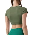 thumbnail image 3 of Daznico Women's Seamless Workout Crop Tee, Round Neck Breathable Top for Yoga & Gym,L, 3 of 7
