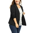 thumbnail image 2 of Agnes Orinda Women's Plus Size Blazers Lapel Collar Open Front 3/4 Sleeve Wear-to-Work Jackets 1X Black, 2 of 6