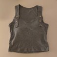 thumbnail image 4 of SwiftWear Women's Trendy Cropped Tank Top with Built-in Bra & Shoulder Buttons Sleeveless Cami Casual Going Out​ Tops, 4 of 5