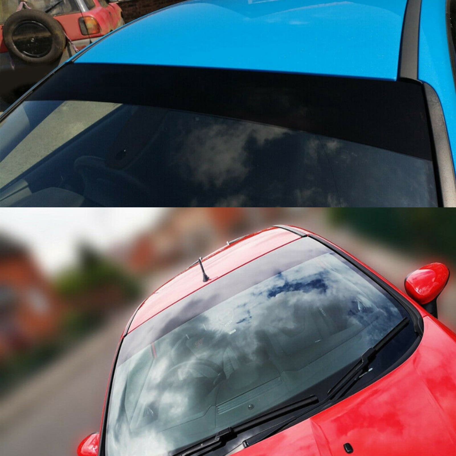 Car Van Windscreen Sun Strip Gloss Black 140x20cm Universal Pvc Windshield  Sticker For Automobiles