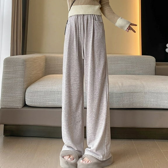 asjyhkr Sweatpants Women Wide Leg Drawstring High Waist Lightweight Running Workout Gym Athletic Pants with Pockets