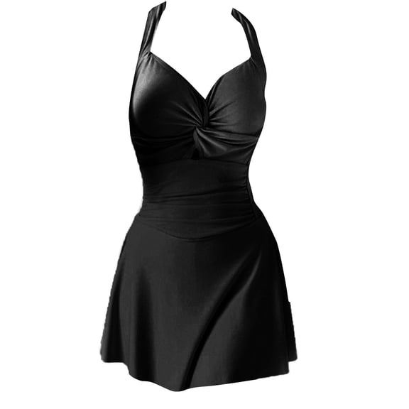 Jesscasday Women Swim Dress Push Up Swimwear Fashion V-Neck Bathing Suit 1 Pc Swimsuit