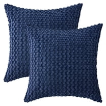 Unique Bargains Corduroy Throw Pillow Covers Set of 2 Dark Blue 16" x 16"