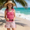 thumbnail image 3 of Girls Swimsuit Size 9-10 Years Girls Tankini Swimsuit 2 Piece Ruched Tie Straps Swimwear Swim Shorts Girl Bathing 7 16Y, 3 of 5