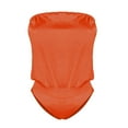thumbnail image 3 of YIFUNIN Women's Solid Color Off Shoulder Tube Top One Piece Swimsuit Sexy Ruched Detail for Women Summer Beach Vacation Pool Swimming,Orange 3XL, 3 of 5