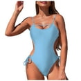 thumbnail image 1 of Huesdet Women Athletic One Piece Swimsuits Sporty Racerback Bathing Suits Full Coverage Modest Swimwear[Light Blue,M], 1 of 9