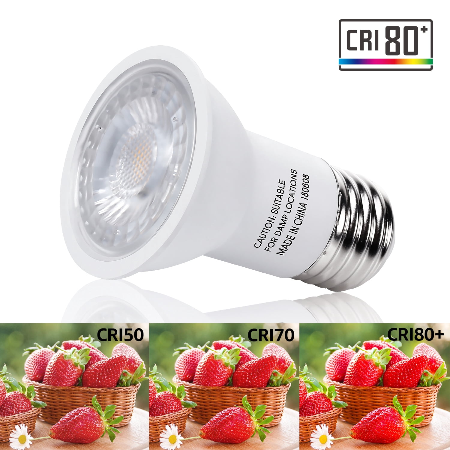TORCHSTAR 12-Pack PAR16 LED Dimmable Spotlight Bulbs, 6.5W(50W Equiv.), E26, UL Listed Track Light Bulb, 5000K Daylight