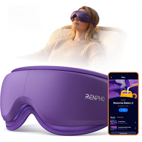 RENPHO × Headspace Eyeris Zen, Meditation Eye Massager with Heat, Portable Heated Eye Mask, Ultra-Quiet for Deeper Sleep, Eye Relaxation, Relief, Gifts for Women