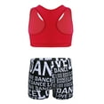 thumbnail image 2 of inlzdz Girls 2 Piece Gymnastics Sport Dance Outfit Racer Back Crop Top with Boyshort Athletic Dancewear Red 7-8, 2 of 6