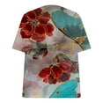 thumbnail image 5 of Aloohaidyvio Beach Tops for Women,Womens Fashion Casual Plus Size Scenic Flowers Printing V-Neck T-Shirt Tops, 5 of 5