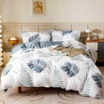 thumbnail image 4 of Duvet Cover Set,100% Cotton Comforter Cover with Leaf Pattern Duvet Cover Set,Soft Bedding Set Includes with 3 Piece (2 Pillow Shams,1 Duvet Cover), 4 of 7