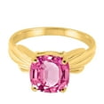 thumbnail image 3 of Mauli Jewels Rings for Women 2.25 Carat Cushion Cut Pink Topaz Ring 4-Prong 10K Yellow Gold, 3 of 6