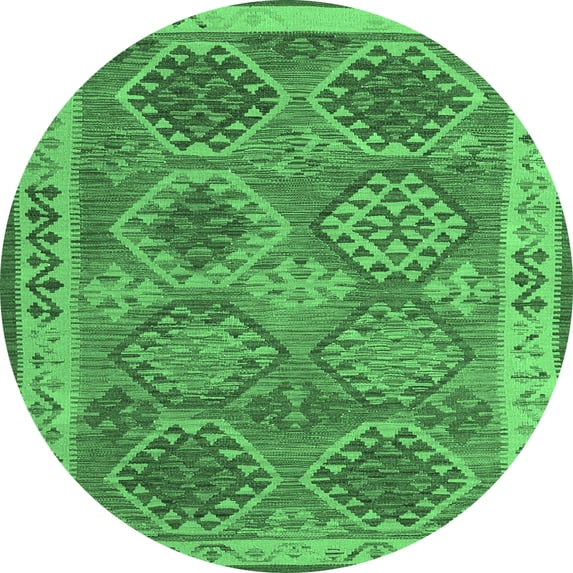 Ahgly Company Indoor Round Oriental Emerald Green Traditional Area Rugs, 5' Round