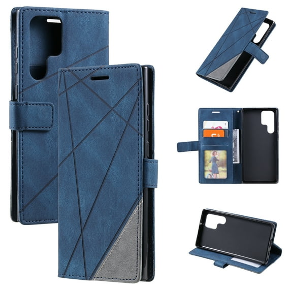 ELEHOLD Leather Wallet Case for Samsung Galaxy S23 Ultra with Card Holders Kickstand Function Magnetic Clasp Flip Folio Purse Case for Samsung S23 Ultra 6.8",Blue