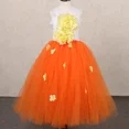 thumbnail image 5 of Vestido de tul con flores para niñas, color verde, naranja y rosa, para desfiles de cumpleaños, fiestas de princesas, bodas y niñas, 5 of 5