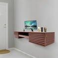 thumbnail image 4 of Wall Mounted Desk, Floating Wall Organizer with Pull Out Drawer, 15.5" D x 60" W x 9.5" H, Space-Saving Wall Organizer Computer Desk for Home Office (Brown), 4 of 9
