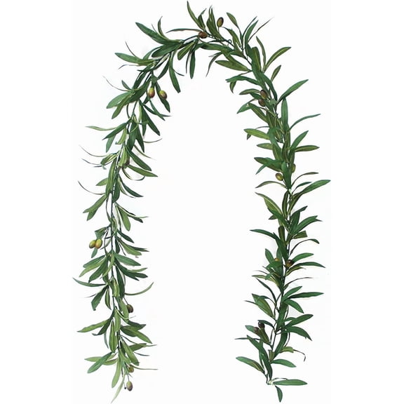 RMBCOME 5.6ft Artificial Olive Leaf Vines with Lights Rattan Ivy Vines Leaf Greenery Garland with Fruit Artificial Hanging Leaves Vines for Wedding Party Home Garden Front Door Wall Decor