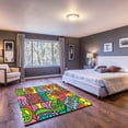 thumbnail image 1 of LaModaHome Tapis Antidérapant Populaire Rouge : Design Graffiti Dansant Tapis Lavable Résistant aux Taches pour Enfant Salon Cuisine - Taille : 200X160cm, 1 of 5