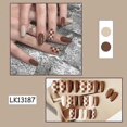 thumbnail image 2 of 24 uñas postizas largas a presión, diseño de tablero de ajedrez, cobertura total, artificiales, 2 of 4