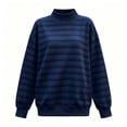 thumbnail image 5 of Jowdiw Womens Striped Mock Neck Sweatshirt Long Sleeve Drop Shoulder Loose Pullover Top, 5 of 5