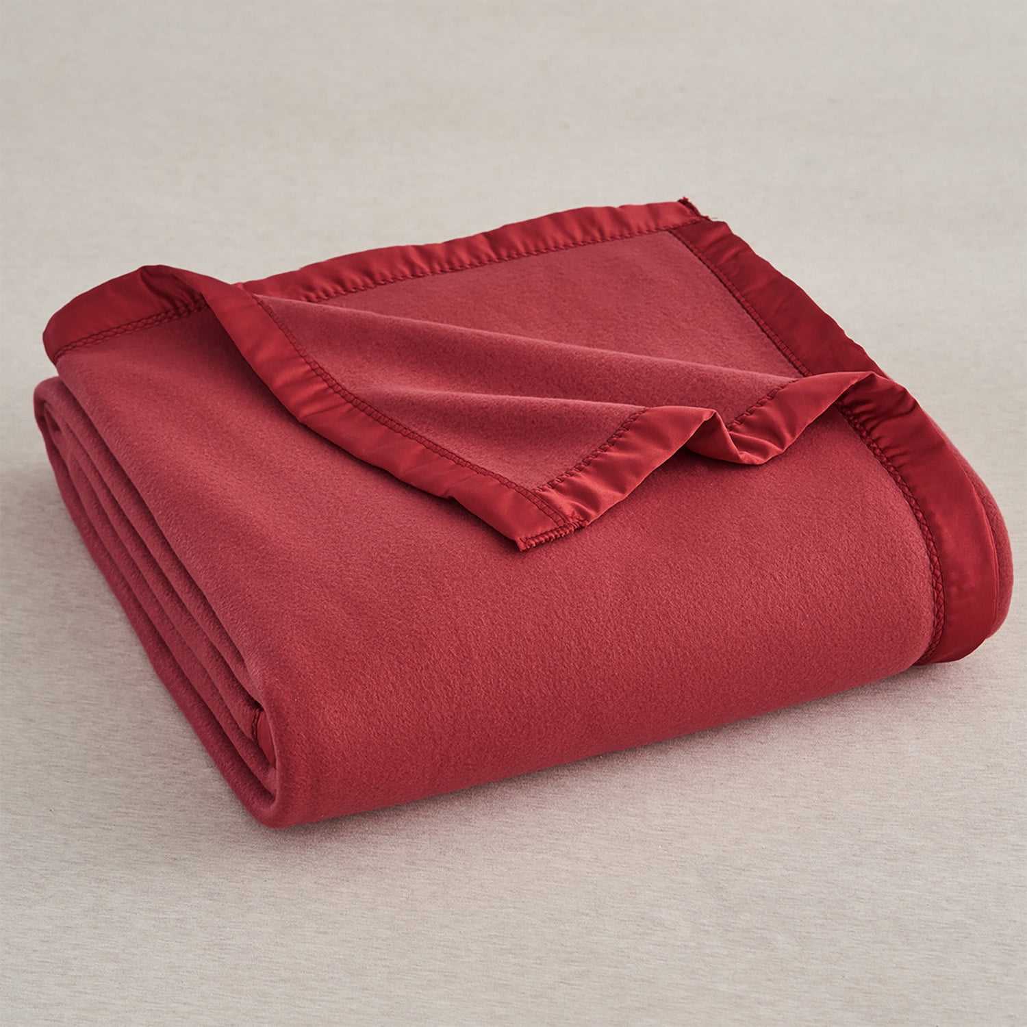JML Contemporary Burgundy Red Satin, Fleece Reversible Bed Blanket Twin