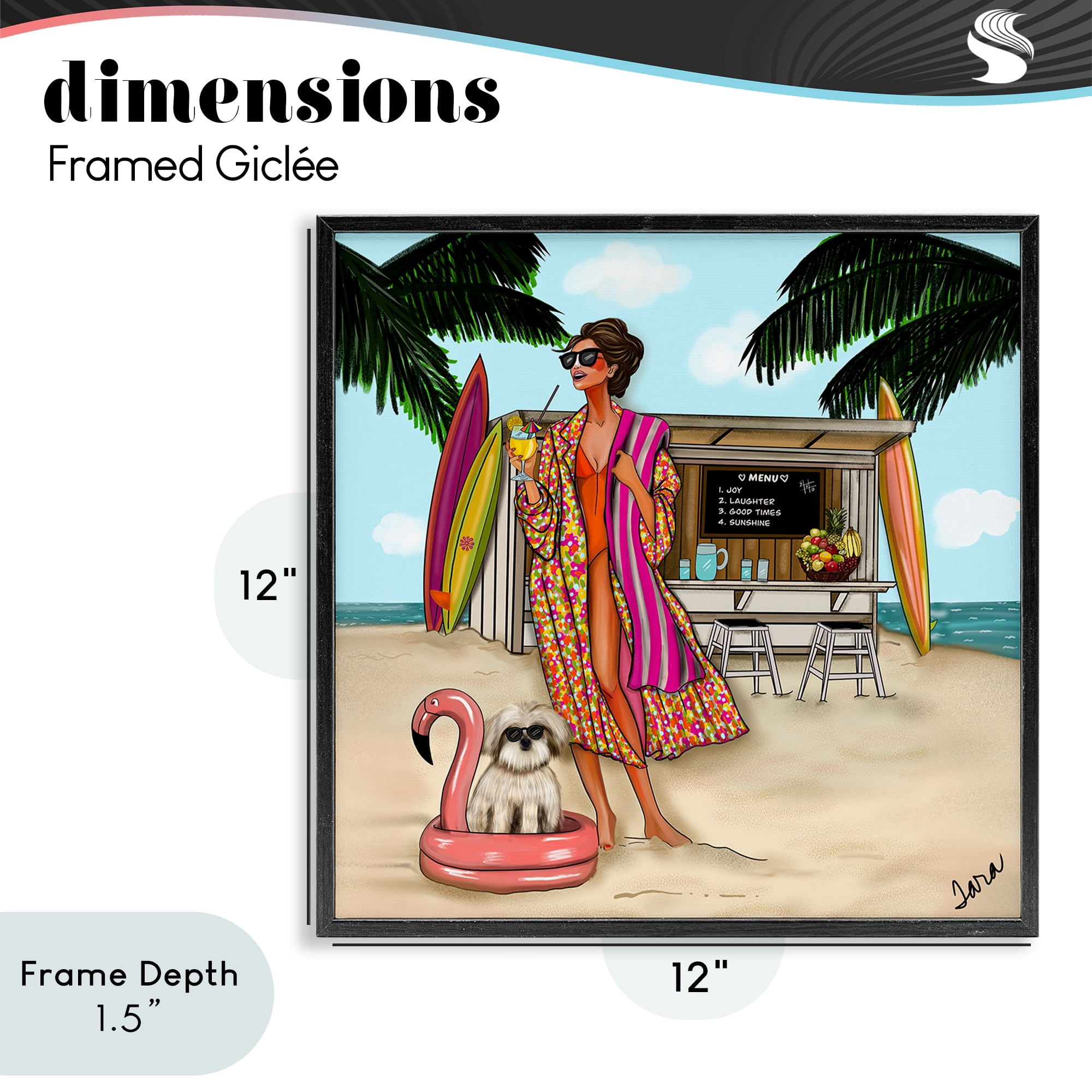 Stupell Industries Beach Girl in Summer Sun Black Framed Giclee Art, design by Tara Boone