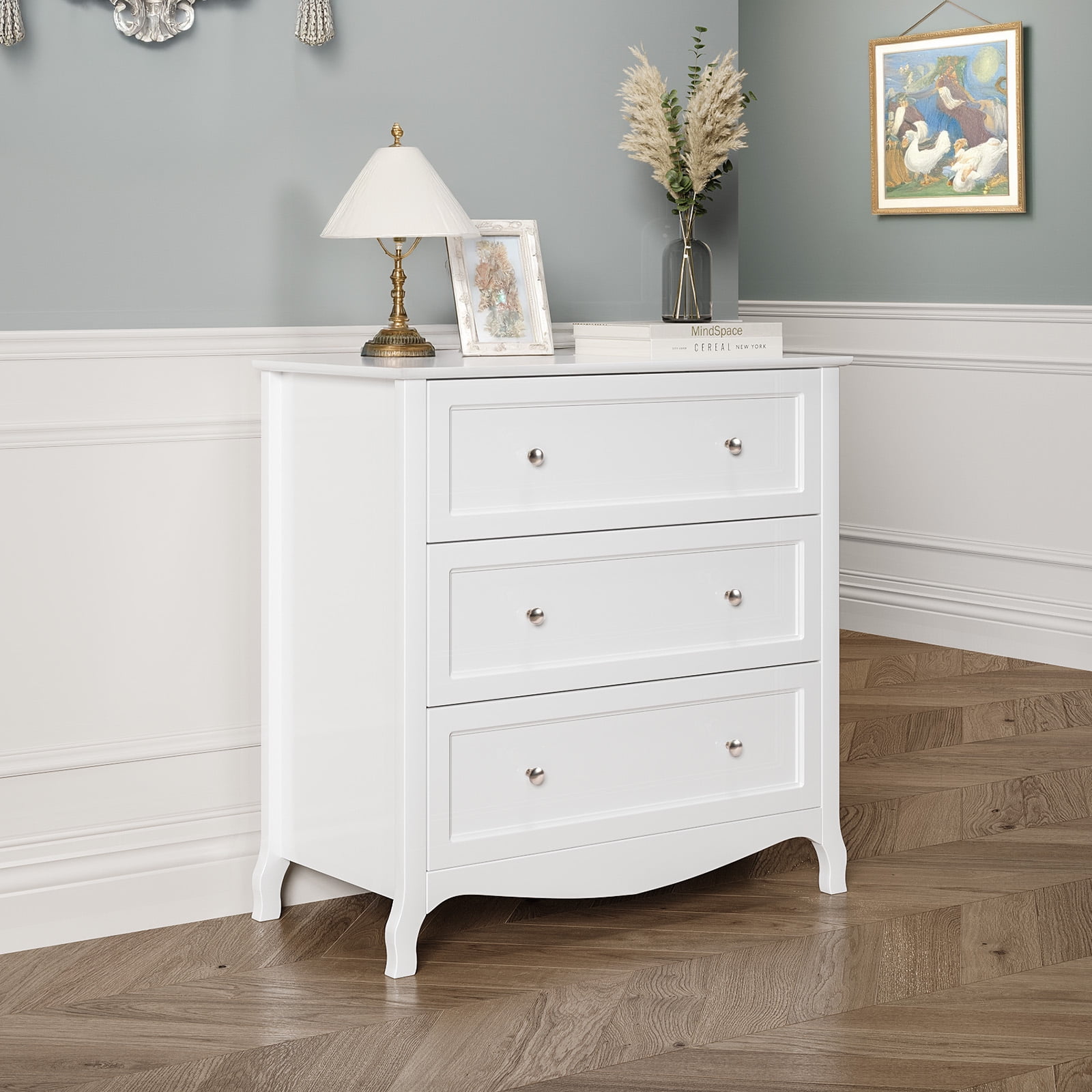 Ktaxon 3 Drawers Dresser Chests for Bedroom, Wood Chset of Drawers,Dressers Organizer for Bedroom, Living Room,Hallway, White