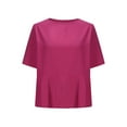 thumbnail image 5 of Yuwull Summer Tops For Women Tops For Women Trendy Women'S Crew-Neck Pleated Hem Loose Short-Sleeved Pleated Shirt Casual Y2K Tops On ClearanceM, 5 of 6