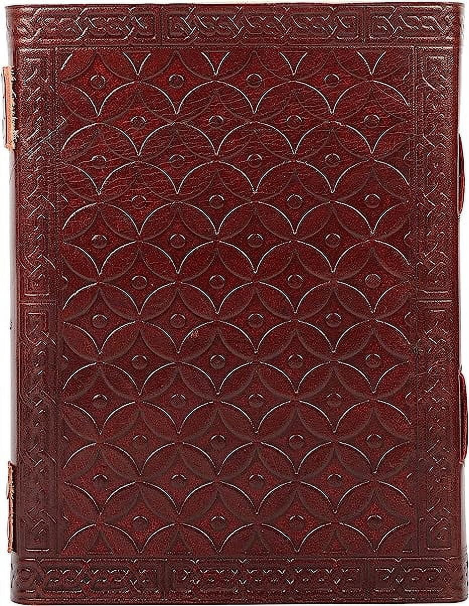 OVERDOSE Pankh with Stone/Feather with Stone Leather Journal - Handmade Antique Stone Journal For Men And Women Diary Leather Sketchbook Drawing Journal Notebook - 6 X 8 Inches | 15 X 20 cm | A5