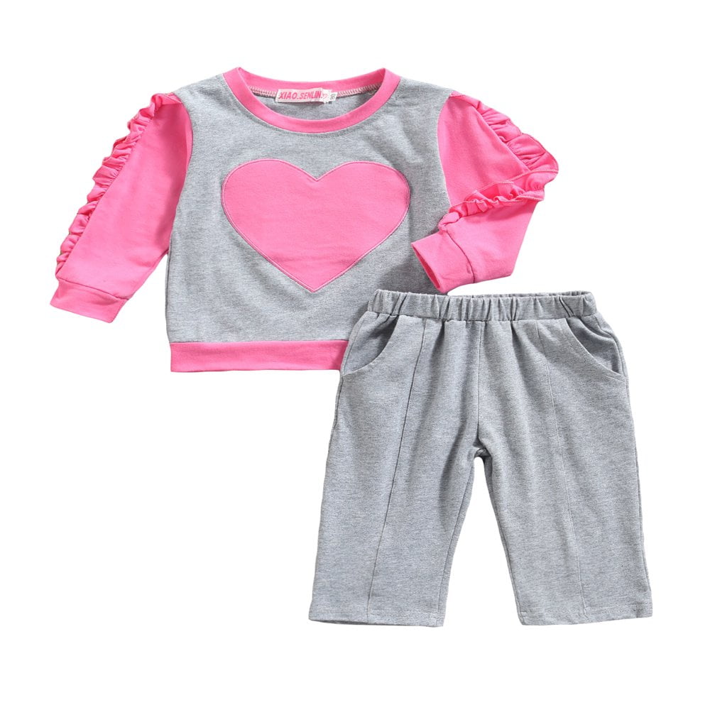 Pyjama à motif - Encolure ronde - Manches longues - Rose clair/cœurs