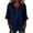 Navy, variant on Women Casual Cotton Linen V Neck 3/4 Sleeve Button Decor Loose Fit Summer Blouse Top