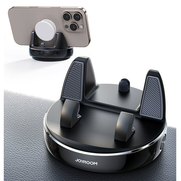 JOYROOM Car Phone Holder, Dashboard Phone Holder for Car Compatible with Popsocket and Thick Case, 360° Rotatable & Vertical 30° Adjustable Base Car Mount, Black