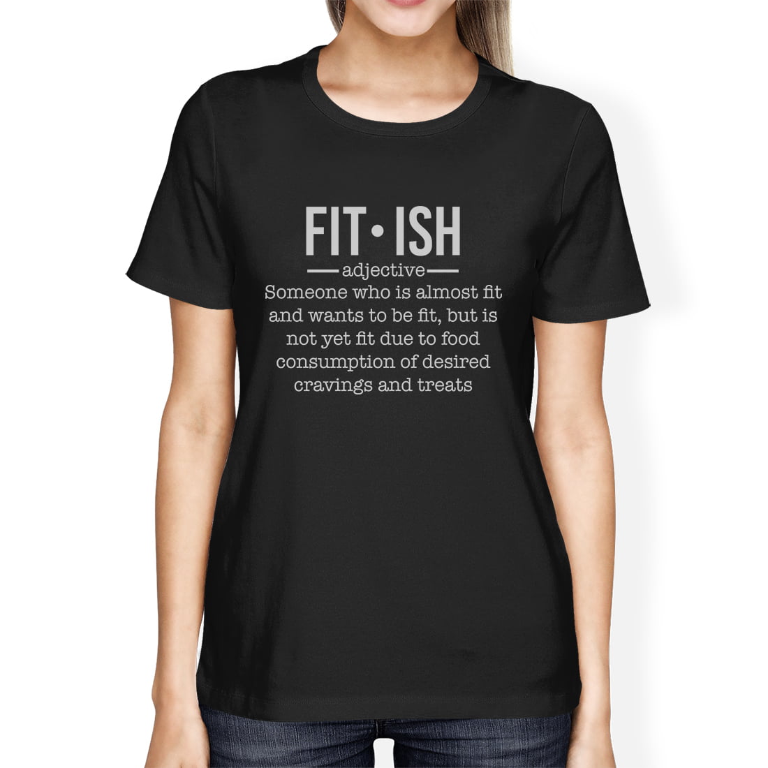 Fit-ish Womens Black Trendy Graphic Funny Gym Tops T-Shirt For Her -  