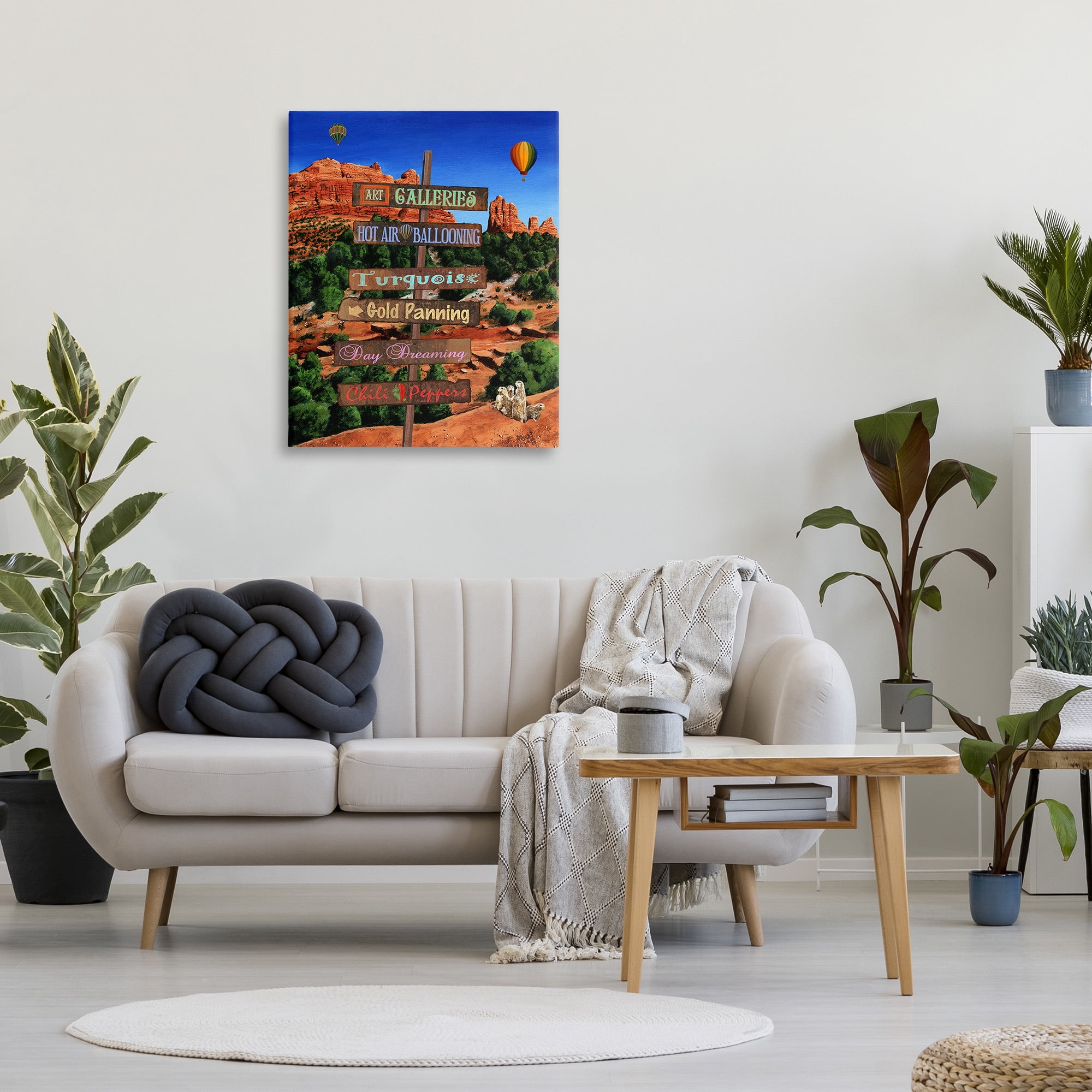 Stupell Industries Desert Activities Sign Landscape Painting Gallery Wrapped Canvas Art Print Wall Art, 30 x 40