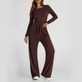 thumbnail image 5 of Scacto 2 Piece Matching Sweatsuit Lounge Set Womens High Waisted Wide Leg Pants Side Ruching Crop Top Sets Tracksuit Outfits, 5 of 6