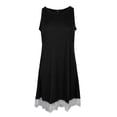 thumbnail image 2 of Vestido corto tipo túnica retro sin mangas de encaje para mujer, holgado, informal, para playa Negro, 2 of 9