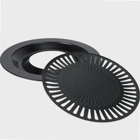 BBQ Grill Pan, Smokeless Indoor Iron Barbecue Pan Grill, Household Barbecue Pan Smokeless Round Nonstick Baking Tray BBQ Roasting Tray Kitchen Utensils,Black