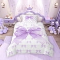 thumbnail image 2 of Erosebridal Cute Bowknot Twin Bedding for Girls, Purple Ribbon Duvet Cover Set, Colorful Stars Reversible, 1 Duvet Cover and 1 Pillowcase (No Comforter), 2 of 5