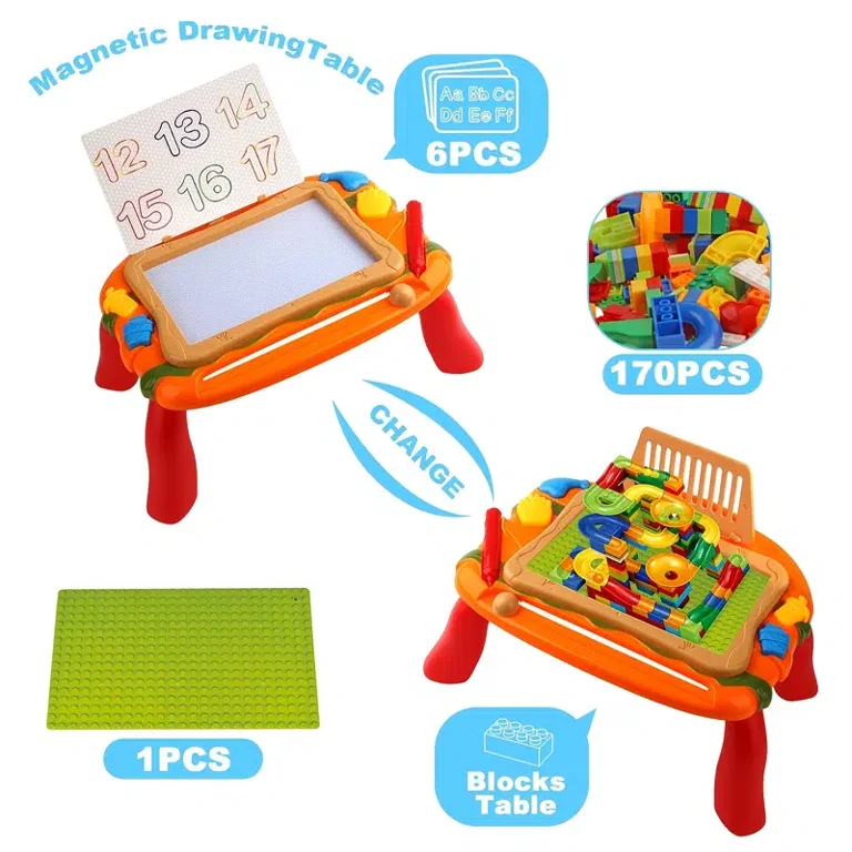 Kidplokio Yellow Kids Sketch Pad Magnetic Drawing Board with Magic Pen,  Stamps, Unisex, Ages 3+