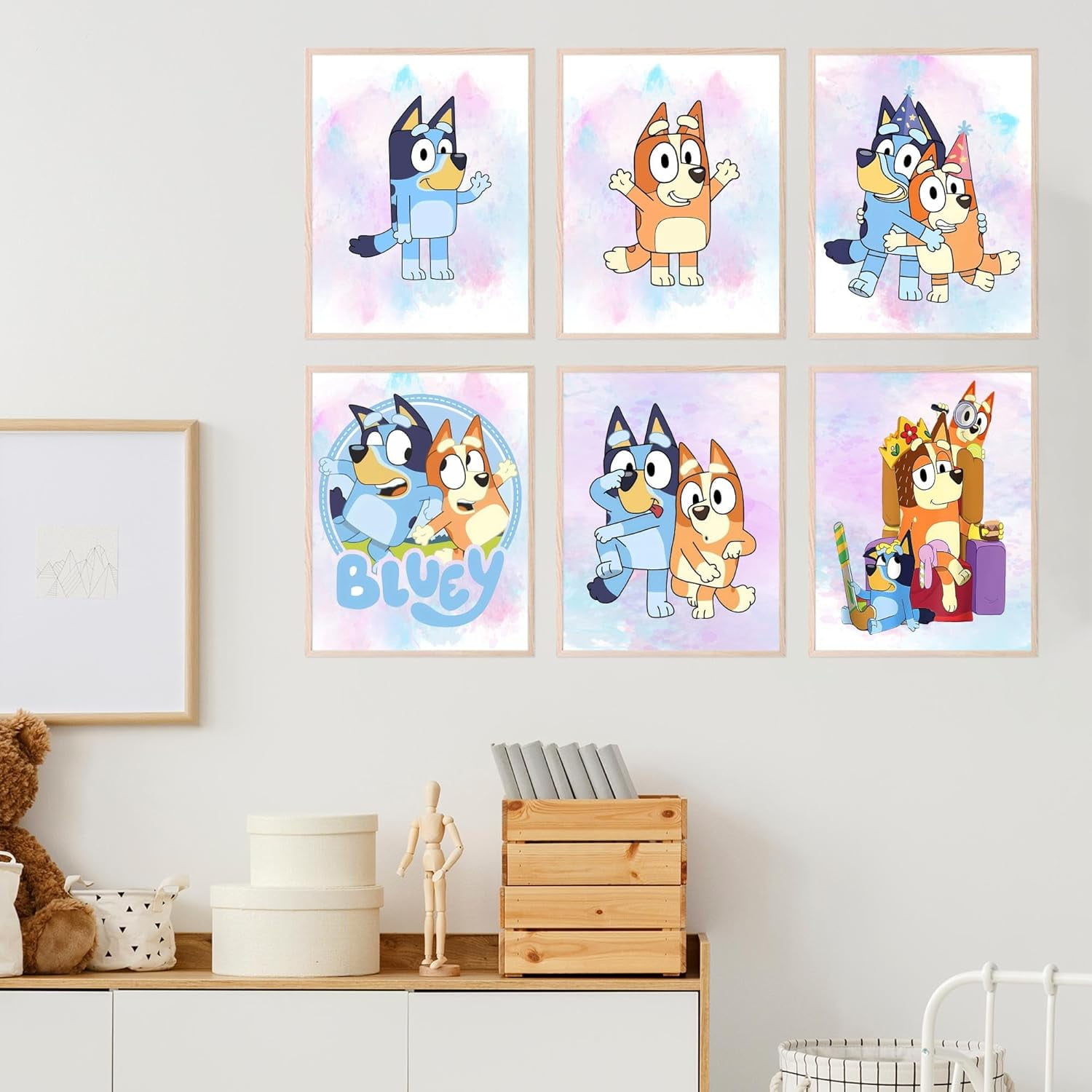 Bluey Poster - Bluey Room, Bluey Bedroom Decor, Bluey Birthday Party Supplies, Bluey Wall Art, Bluey Room Decorations, Bluey Wall Decor, Bluey Gift Posters - Set of 6 (8x10”) Unframed