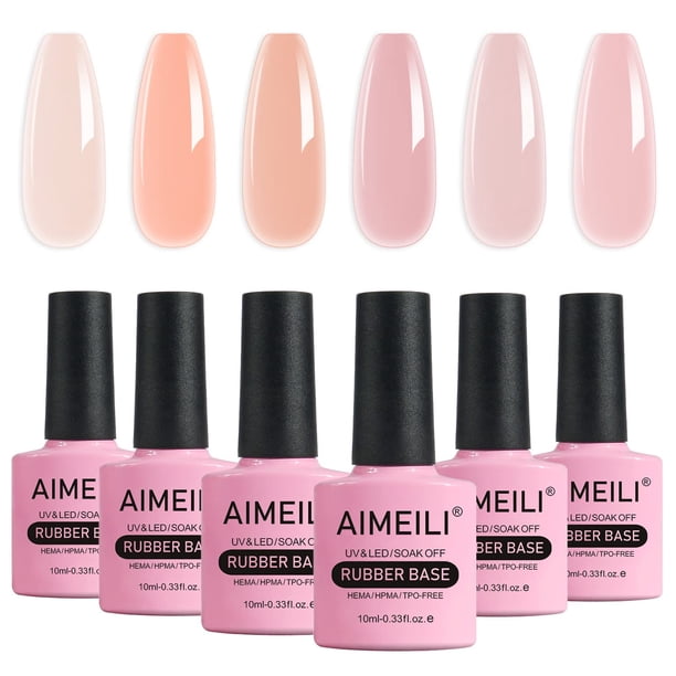 Gel de uñas AIMEILI Hema FREE con base de goma UV LED, 10 ml, 6 unidades, 47 unidades