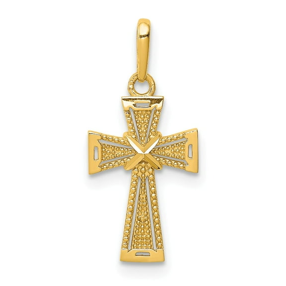 Finest Gold 14K Yellow Gold Diamond-Cut Cross Pendant