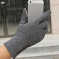 thumbnail image 3 of SPRING PARK 1 Pair Women Solid Color Elegant Button Decor Warm Soft Windproof Winter Gloves Xmas Gift, 3 of 7