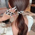 thumbnail image 7 of 9Pcs Pearl Hair Ties Elastic Hair Scrunchies Hold Crystal Beads Bulk Hair Ropes Stretchy Handmade  Bride Bachelorette Party Hair Accessories for Women Girls (Pearl&Crystal), 7 of 7