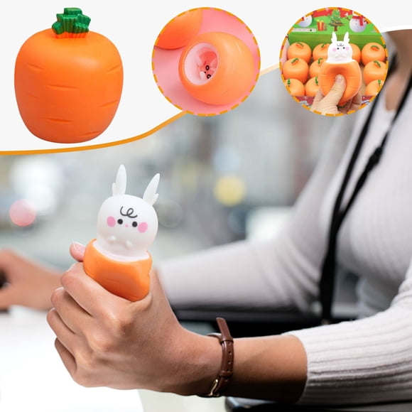 ddioayh Sensory Fidget Toys 4 Pack Carrot Shape with Pop-Style Up Bunny Surprise Stress Relief Toy for Boys&Girls and Adults with Anxiety ADHD OCD Portable Handheld Size 2 to 3 Inches