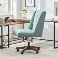 thumbnail image 3 of Armless Office Chair with Wooden Legs, Modern Adjustable Home Office Desk Chair Sewing Chair Swivel Chair for Home Office Study Studio (Teal), 3 of 9