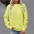 thumbnail image 2 of Penkiiy Womens 2024 Simple Crewneck Long Sleeve Casual Solid Thin Pullover Sweatshirts Tops Shirts L Yellow, 2 of 5
